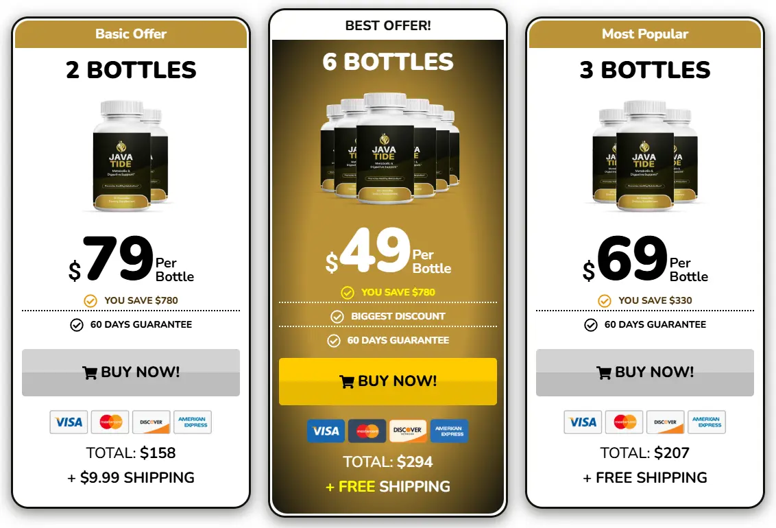 JavaTide Pricing Screenshot